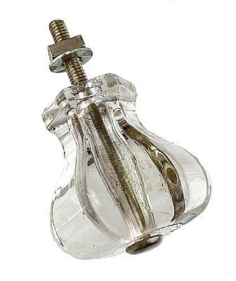Antique Large Hexagonal Glass Cabinet Knob - Circa 1920