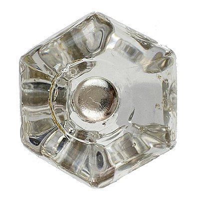 Antique Large Hexagonal Glass Cabinet Knob - Circa 1920