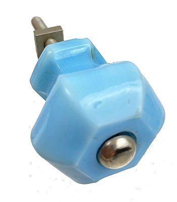 Antique Light Blue Hexagonal Glass Cabinet Knob - Circa 1900