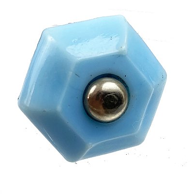 Antique Light Blue Hexagonal Glass Cabinet Knob - Circa 1900