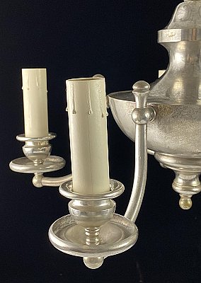 Antique Silverplate 5-Arm Ceiling Light Fixture - Circa 1910