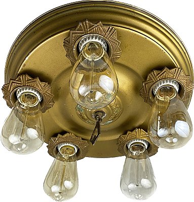 Antique Art Deco Flush Mount Ceiling Light Fixture - Circa 1930