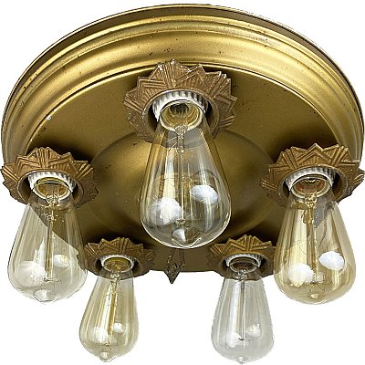 Antique Art Deco Flush Mount Ceiling Light Fixture - Circa 1930