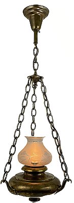 Antique Colonial Revival Brass Ceiling Light Fixture - Circa 1920