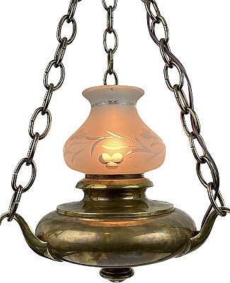 Antique Colonial Revival Brass Ceiling Light Fixture - Circa 1920