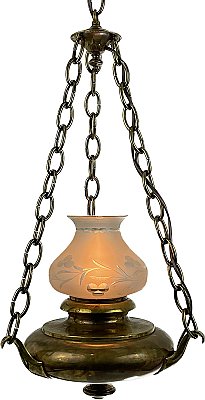 Antique Colonial Revival Brass Ceiling Light Fixture - Circa 1920