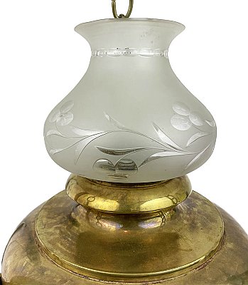 Antique Colonial Revival Brass Ceiling Light Fixture - Circa 1920