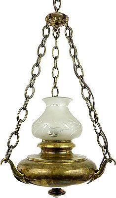Antique Colonial Revival Brass Ceiling Light Fixture - Circa 1920
