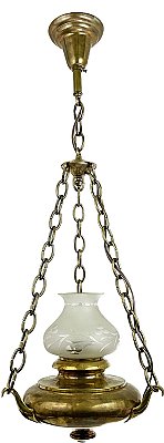Antique Colonial Revival Brass Ceiling Light Fixture - Circa 1920