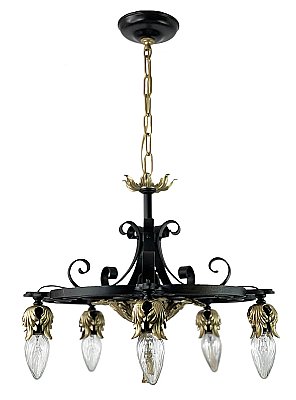 Antique 5-Light Mediterranean Ceiling Light Fixture - Circa 1930