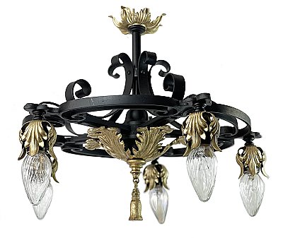 Antique 5-Light Mediterranean Ceiling Light Fixture - Circa 1930