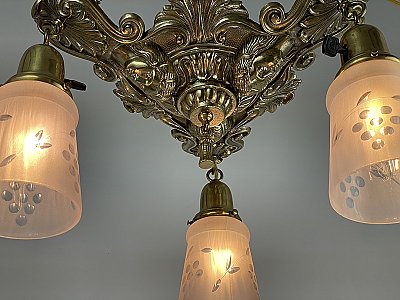 Vintage Brass 3-Light Pan Ceiling Light Fixture - Circa 1980