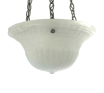 Antique Inverted Dome Opaline Pendant Ceiling Light Fixture - Circa 1910