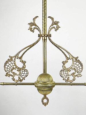 Antique 2-Light Brass Electrified Vapor Gas Ceiling Light Fixture by Best Light Co. - Circa 1900