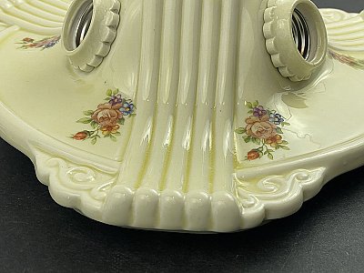 Antique "Porcelier" Orrington Series Porcelain Ceiling Light Fixture with Floral Motif - Circa 1930