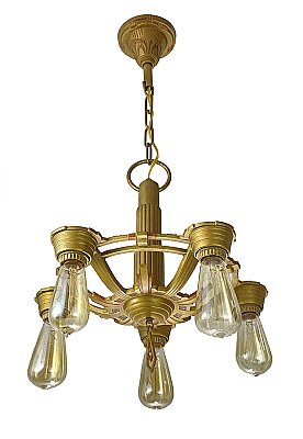 Antique Art Deco 5-Light Ceiling Light Fixture - Circa 1920
