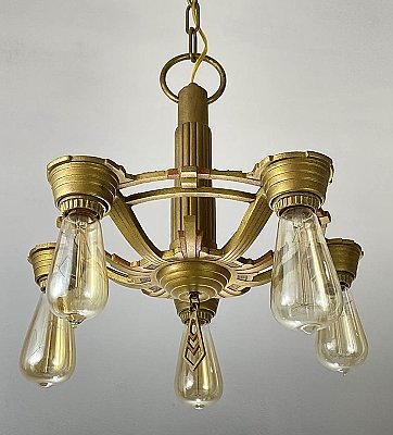 Antique Art Deco 5-Light Ceiling Light Fixture - Circa 1920