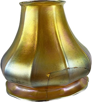 Antique Arts & Crafts Ceiling Light Fixture with Steuben Gold Aurene Shades - Circa 1910