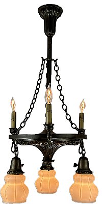 Antique Sheffield Style Gas & Electric Combination 6-Light Ceiling Light Fixture - Circa 1920