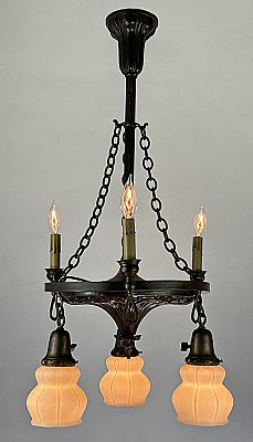Antique Sheffield Style Gas & Electric Combination 6-Light Ceiling Light Fixture - Circa 1920