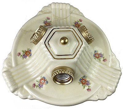 Antique 3-Light Floral Porcelain Ceiling Light Fixture - Circa 1930