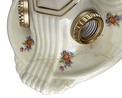 Antique 3-Light Floral Porcelain Ceiling Light Fixture - Circa 1930