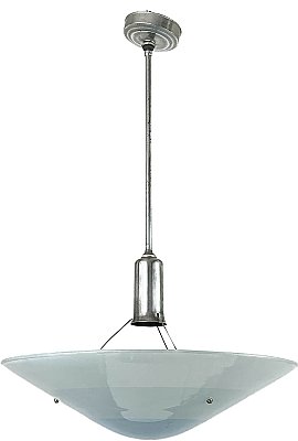 Antique Semi-Indirect Blue and Aluminum Ceiling Light Fixture - Circa 1935