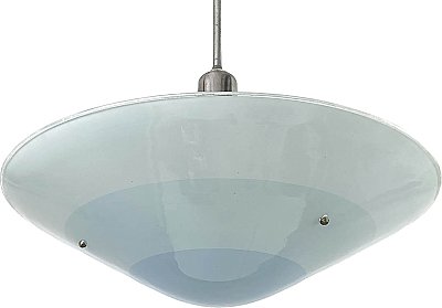 Antique Semi-Indirect Blue and Aluminum Ceiling Light Fixture - Circa 1935