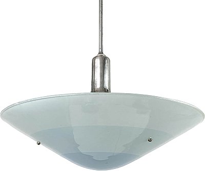 Antique Semi-Indirect Blue and Aluminum Ceiling Light Fixture - Circa 1935