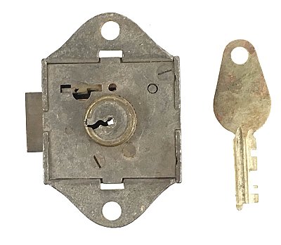 Antique Steel Half Mortise Cylinder Cabinet Lock with Key by Yale Lock Co. - Circa 1900