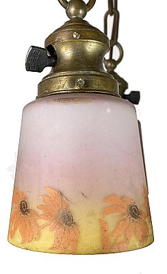 Antique Brass 3-Arm Ceiling Light Fixture - Circa 1910