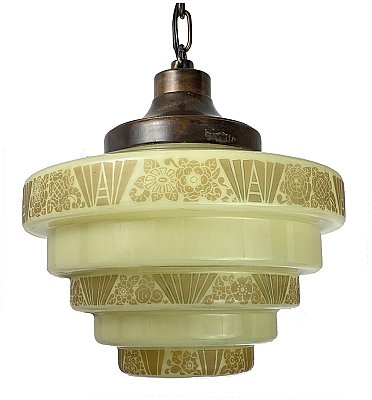 Antique Art Deco Pendant Ceiling Light Fixture - Circa 1920