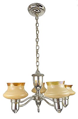 Antique 5-Light Silver Plate Ceiling Light Fixture - Circa 1930
