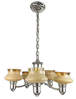 Antique 5-Light Silver Plate Ceiling Light Fixture - Circa 1930