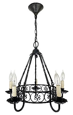 Antique 5-Light Mediterranean Revival Ceiling Light Fixture - Circa 1930