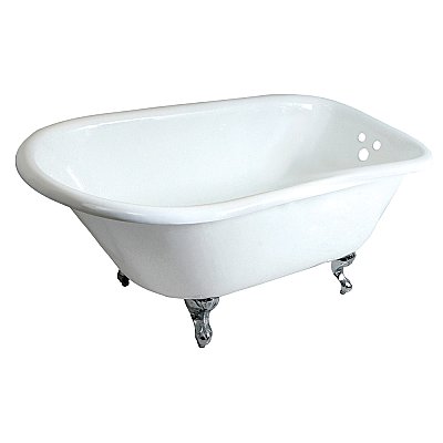 48-Inch Cast Iron Roll Top Clawfoot Tub with 3-3/8 Inch Wall Drillings, White/Polished Chrome