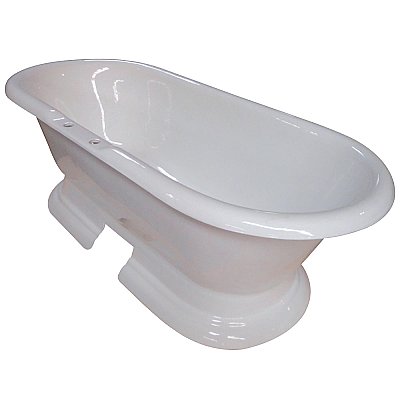72-Inch Cast Iron Double Ended Pedestal Tub with 7-Inch Faucet Drillings, White