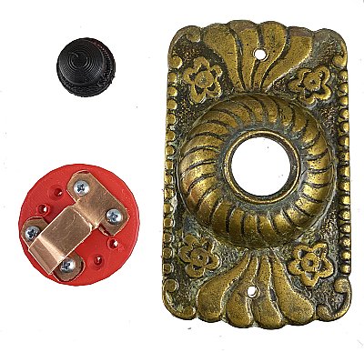 Antique Cast Bronze Electric Doorbell by Manhattan Electrical Supply Co.- Circa 1905