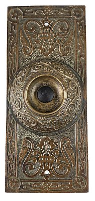 Antique Cast Bronze Aesthetic Movement Doorbell by Manhattan Electrical Supply Co.- Circa 1905