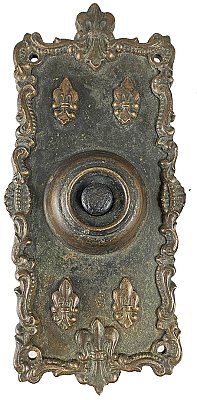 Antique Cast Bronze Electric Doorbell in "Verdun" Design by Reading Hardware Co. - Circa 1899