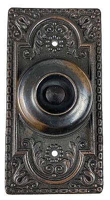 Antique Cast Brass Electric Doorbell in "Aramis" Design by Sargent & Co. - Circa 1901