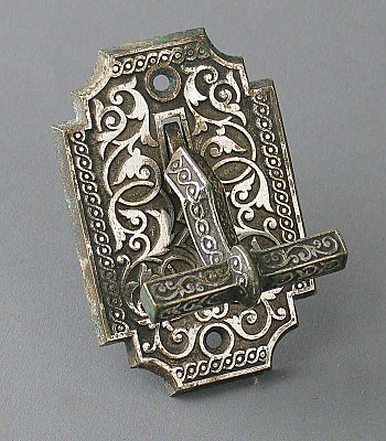 Antique Silver Plated Cast Brass Door Bell Lever by Sargent & Co. - Circa 1888