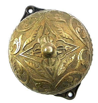 Antique Cast Bronze Mechanical or Rotary Door Bell Only - Pull Chain Style - Circa 1875