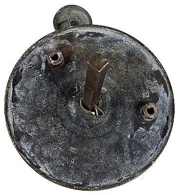 Antique Cast Bronze & Porcelain Knob Mechanical Door Bell Hand Crank - Circa 1870