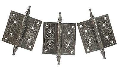 Antique 4" x 4" Cast Iron Steeple Tip Door Butt Hinge - Circa 1890