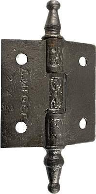 Set of Three Antique 2"  x 2" Cast Iron Cabinet Butt Hinge - Steeple Tip - Circa 1870