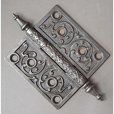 Antique Cast Iron Steeple Tip Hinge, 4" x 4"