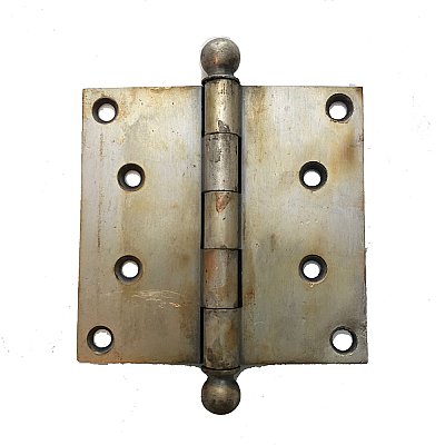 Antique Cast Brass with Brushed Nickel Finish Ball Tip Hinge 4" x 4"