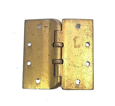 Antique Stanley Ball Bearing Hospital Type Brass Plated Steel Butt Hinge 4-1/2" x 4-1/2"