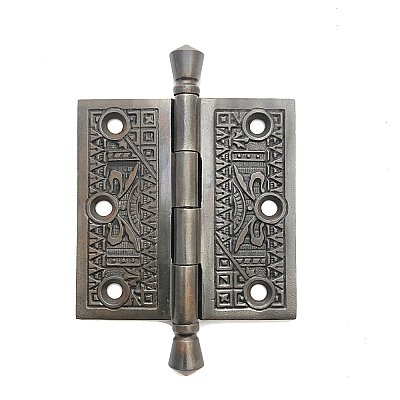 Antique Cast Iron Barrel Tip Door Butt Hinge in "Arcadia" Design by Sargent & Co. - Circa 1888 - 3-1/2" x 3-1/2"